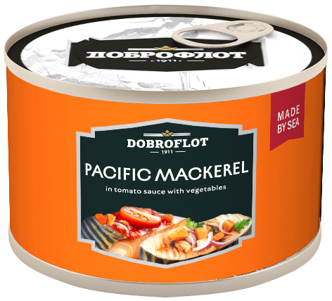 Pacific mackerel in tomato sauce with vegetablesя