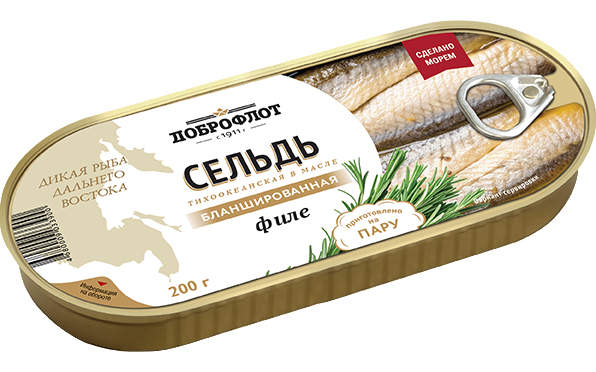 Сельдь тихоокеанская филе бланшированная в масле