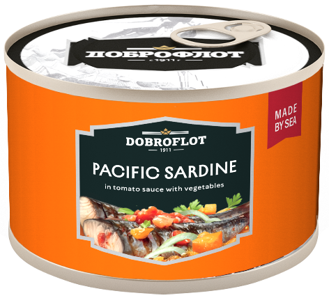 Pacific sardine in tomato sauce with vegetablesя