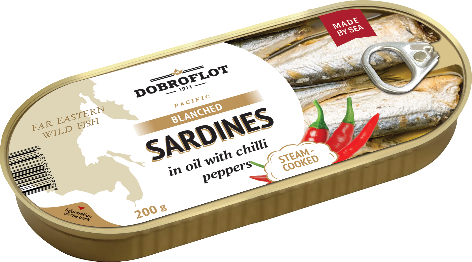 Blanched pacific sardines in oil with chili